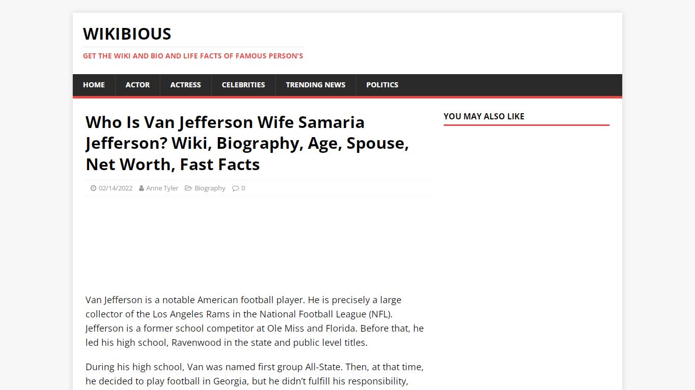 Who Is Van Jefferson Wife Samaria Jefferson? Wiki, Biography, Age ...